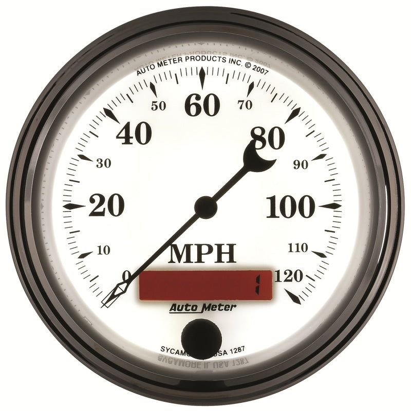 Load image into Gallery viewer, AutoMeter Gauge Speedometer 3-3/8in. 120MPH Elec. Prog. W/ Lcd Odo Old Tyme Wht II