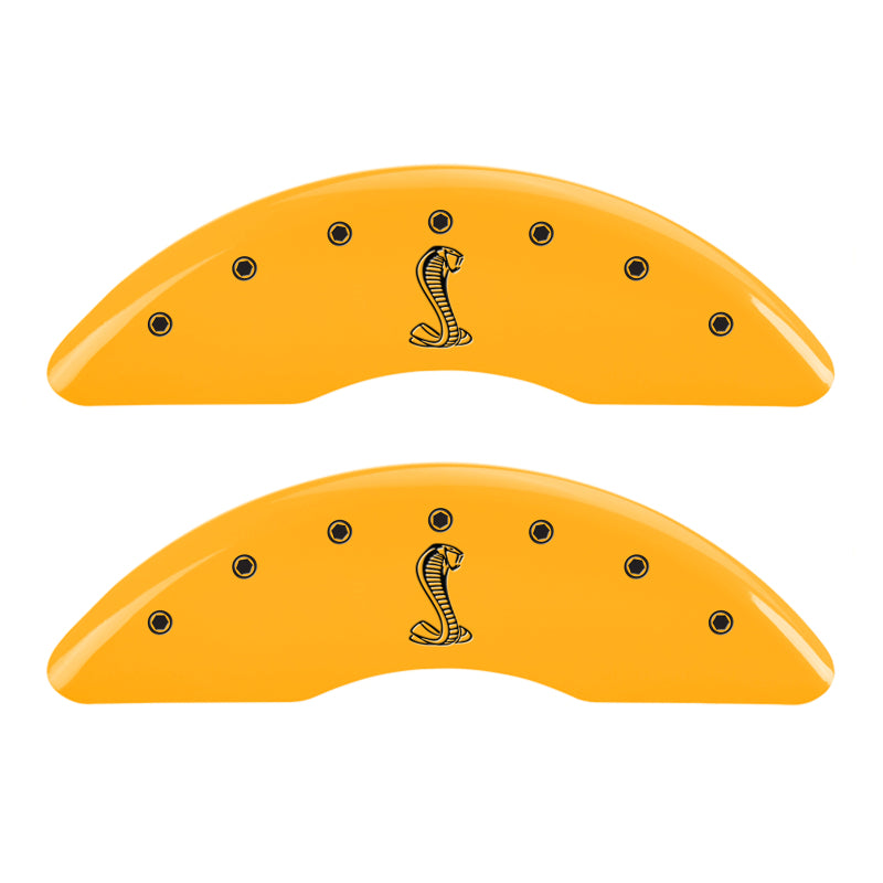 Load image into Gallery viewer, MGP 4 Caliper Covers Engraved Front & Rear Tiffany Snake Yellow finish black ch