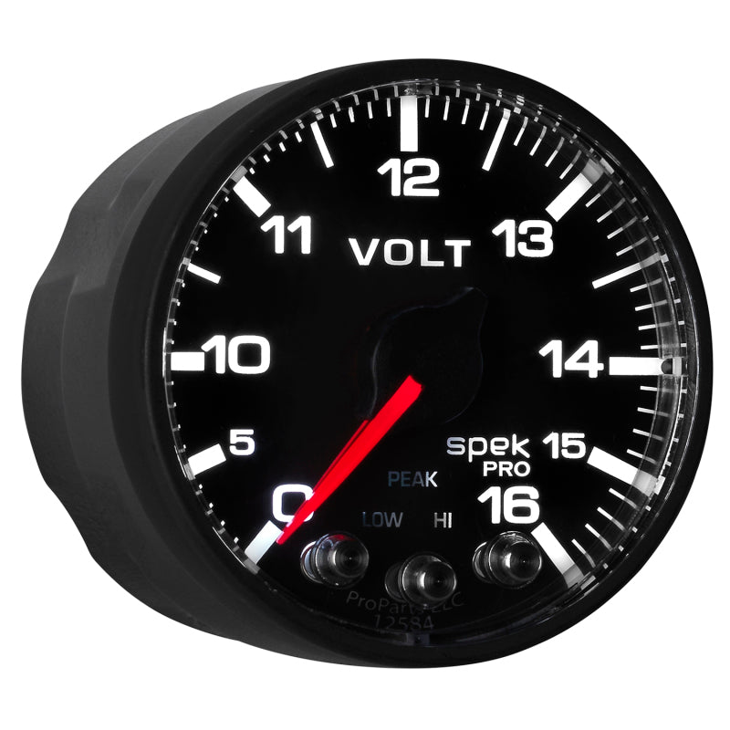 Load image into Gallery viewer, AutoMeter Gauge Voltmeter 2-1/16in. 16V Stepper Motor W/Peak & Warn Blk/Blk Spek-Pro