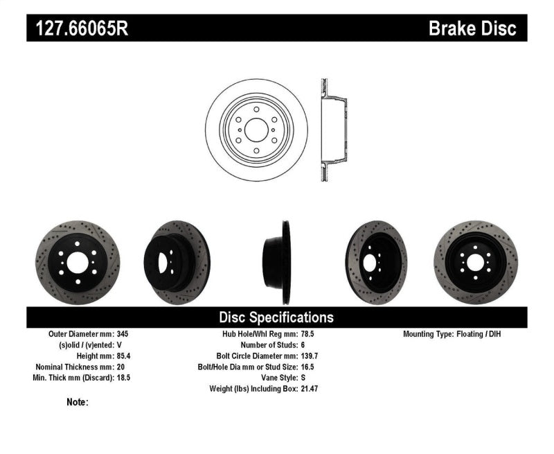 Load image into Gallery viewer, StopTech 05-10 GMC Sierra (w/ Rear Drum) / 07-09 GMC Yukon Rear Right Slotted & Drilled Rotor