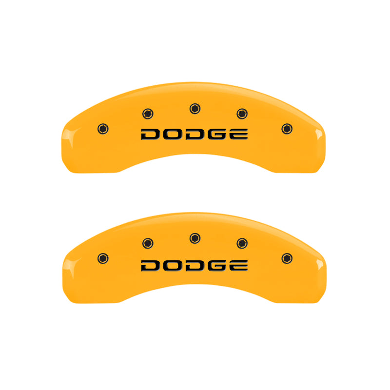 Load image into Gallery viewer, MGP 4 Caliper Covers Engraved F & R Broken D/Dodge Yellow Finish Black Char 2006 Dodge Durango