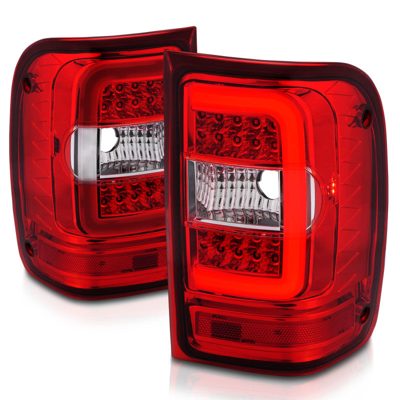 Load image into Gallery viewer, ANZO 2001-2011 Ford Ranger LED Tail Lights w/ Light Bar Chrome Housing Red/Clear Lens