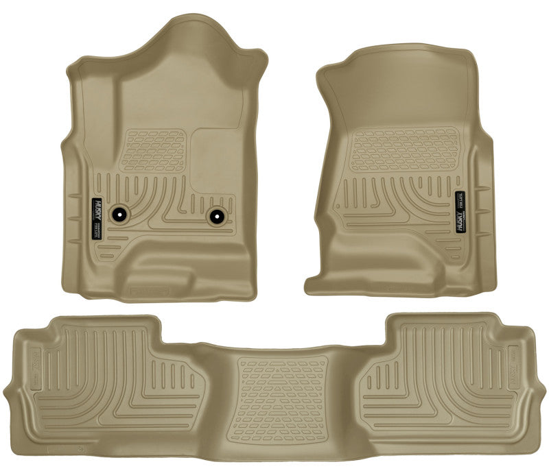Load image into Gallery viewer, Husky Liners 14 Chevrolet Silverado/GMC Sierra Dbl Cab WeatherBeater Tan Front&2nd Seat Floor Liners