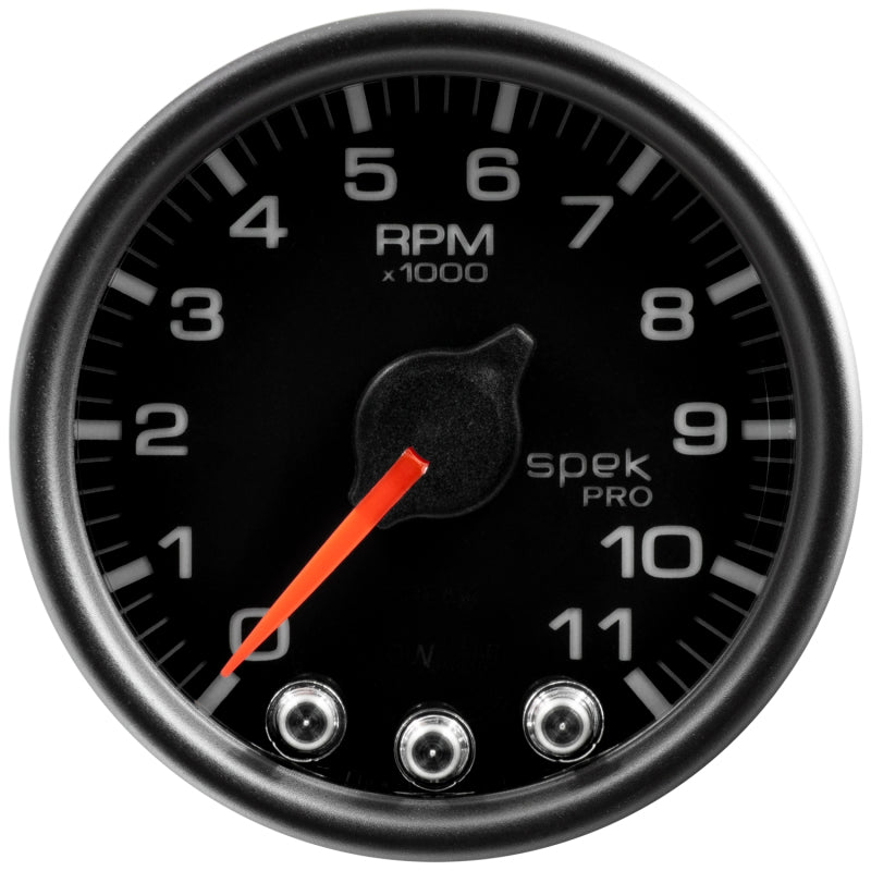 Load image into Gallery viewer, Autometer Spek-Pro Gauge Tach 2 1/16in 11K Rpm W/ Shift Light & Peak Mem Blk/Blk