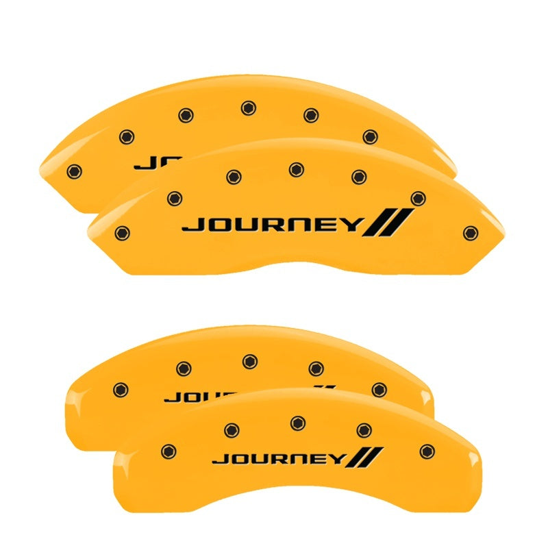 Load image into Gallery viewer, MGP 4 Caliper Covers Engraved Front & Rear Bowtie Yellow finish black ch