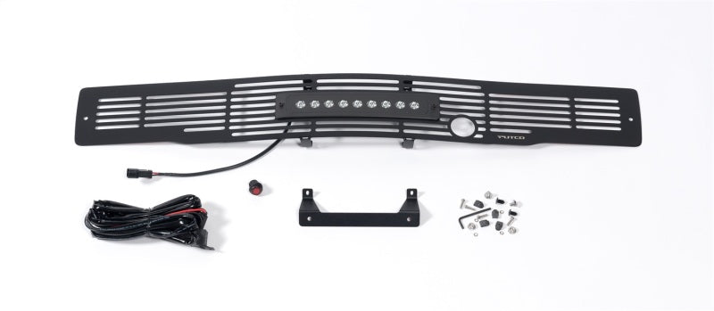 Load image into Gallery viewer, Putco 15-17 Ford F-150 Bumper Grille Insert- SS Blk Bar Design w/Heater Plug & 10in Luminix Lightbar