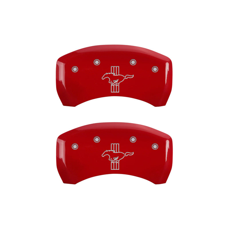 Load image into Gallery viewer, MGP Rear set 2 Caliper Covers Engraved Rear GT350 Shelby & Cobra Red finish silver ch