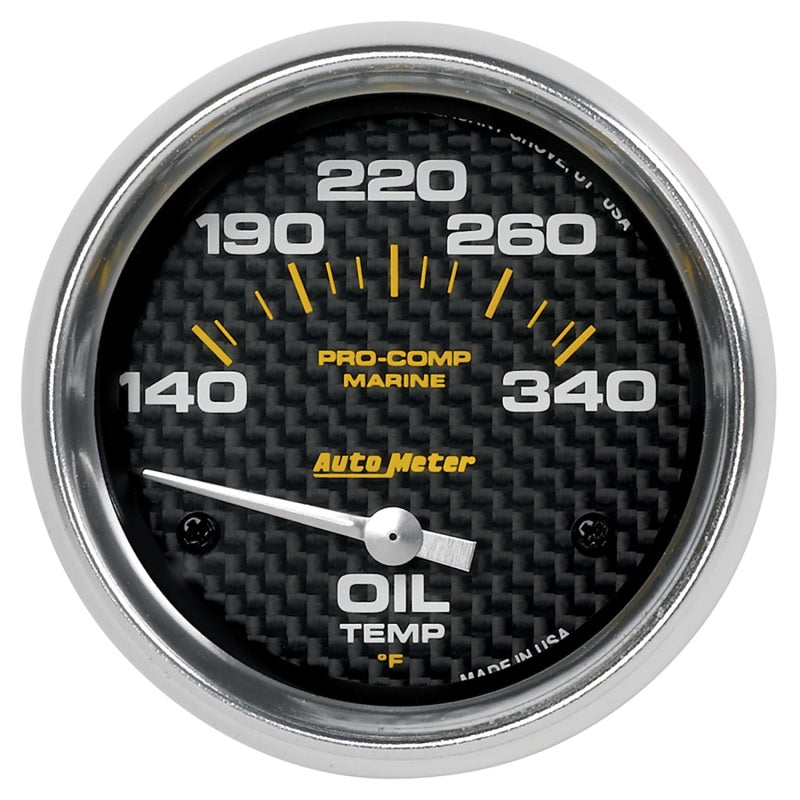 Load image into Gallery viewer, Autometer Marine Carbon Fiber Electric Oil Temperature Gauge 2-5/8in 140-300 Deg F