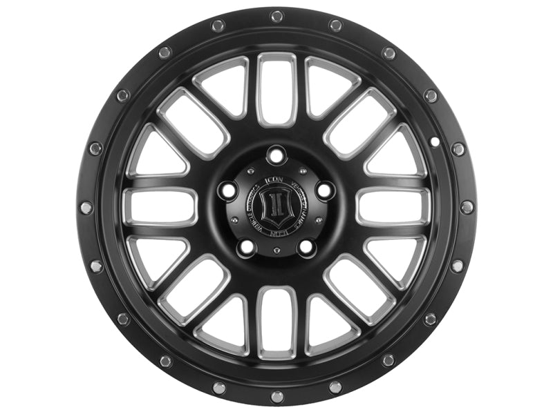Load image into Gallery viewer, ICON Alpha 20x9 6x135 16mm Offset 5.625in BS 87.1mm Bore Satin Black/Milled Windows Wheel