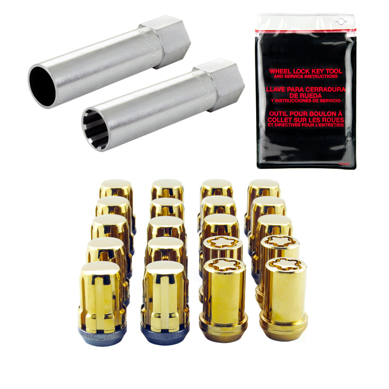 Load image into Gallery viewer, McGard SplineDrive Tuner 5 Lug Install Kit w/Locks & Tool (Cone) M12X1.5 / 13/16 Hex - Gold
