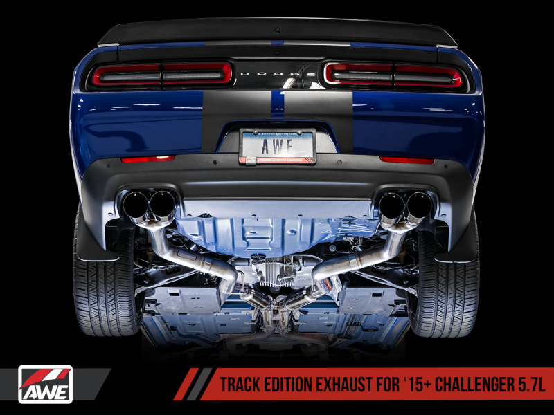Load image into Gallery viewer, AWE Tuning 2017+ Dodge Challenger 5.7L Track Edition Exhaust - Diamond Black Quad Tips