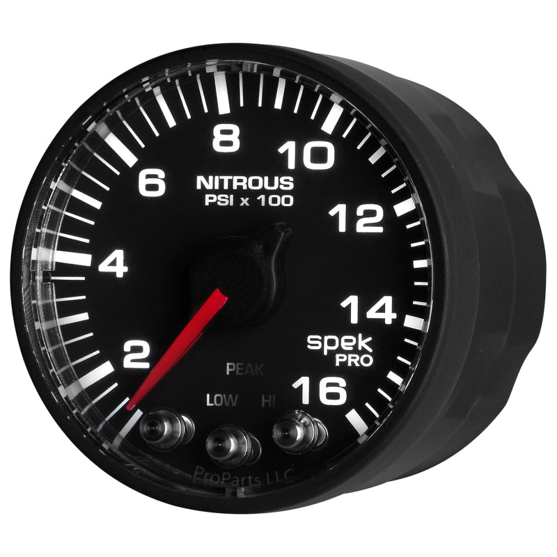 Load image into Gallery viewer, Autometer Spek-Pro Gauge Nitrous Press 2 1/16in 1600psi Stepper Motor W/Peak & Warn Blk/Blk