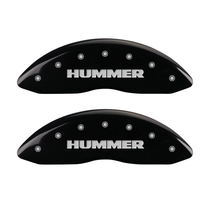 Load image into Gallery viewer, MGP 4 Caliper Covers Engraved Front & Rear Hummer Black finish silver ch