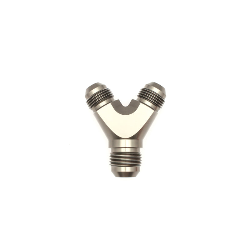 Load image into Gallery viewer, DeatschWerks 8AN Male Flare to 8AN Male Flare to 10AN Male Flare Y Fitting - Anodized Matte Black