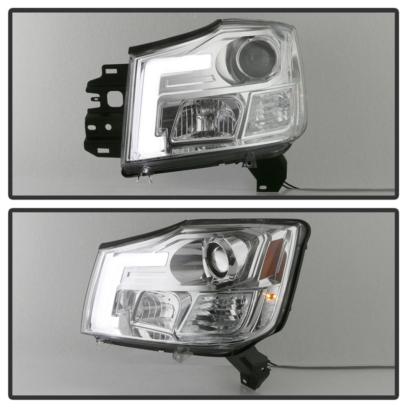 Load image into Gallery viewer, Spyder 04-15 Nissan Titan / 04-07 Nissan Armada V2 Projector Headlights - Chrome PRO-YD-NTI04-DRL-C