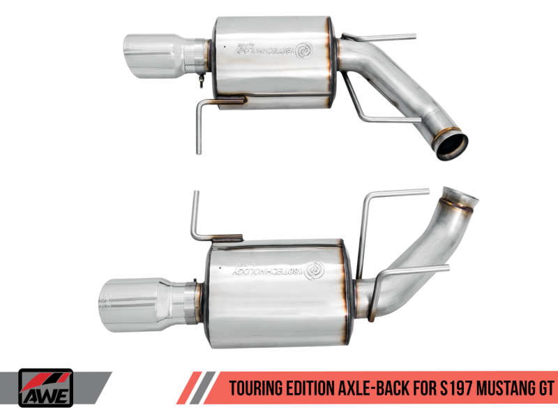 Load image into Gallery viewer, AWE Tuning S197 Mustang GT Axle-Back Exhaust - Touring Edition (Chrome Silver Tips)