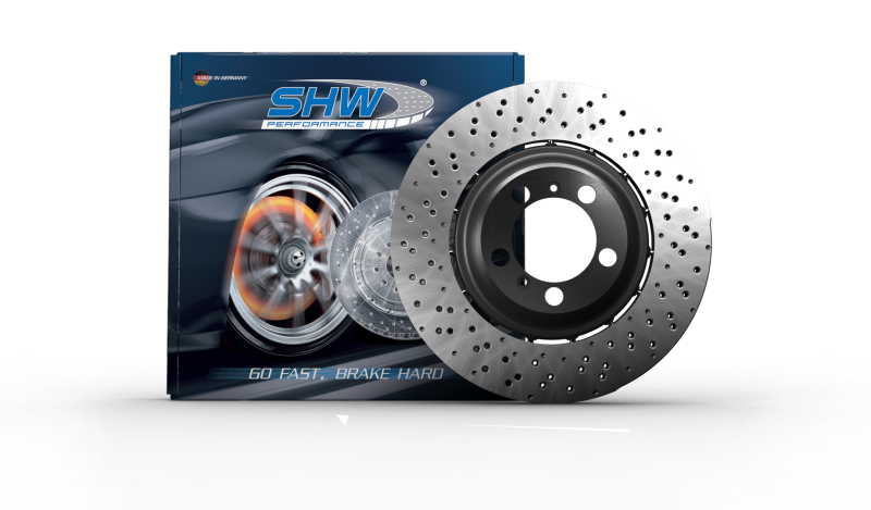 Load image into Gallery viewer, SHW 15-19 Ford Mustang Shelby GT350 (Up to 2/4/2019) Left Front Drilled LW Brake Rotor (FR3Z1125F)
