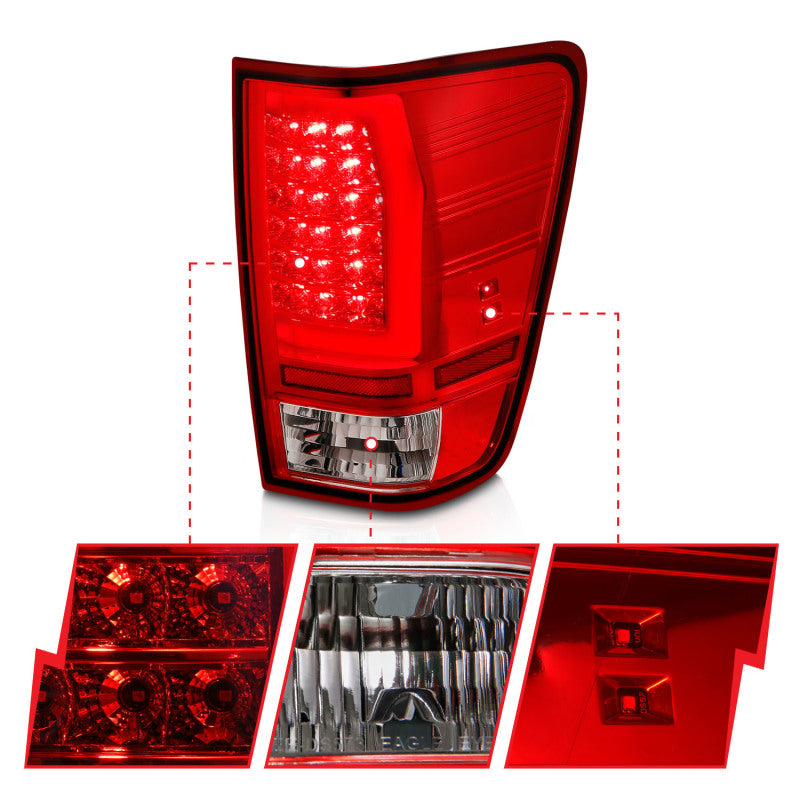 Load image into Gallery viewer, ANZO 04-15 Nissan Titan Full LED Taillights Chrome Housing Red/Clear Lens