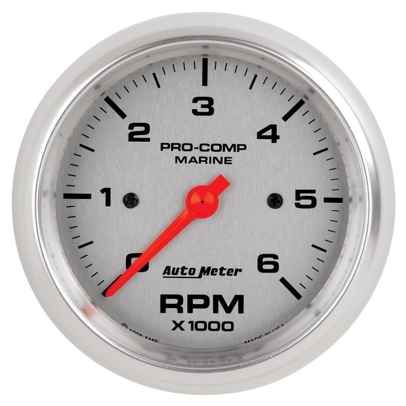 Load image into Gallery viewer, Autometer Marine Silver Ultra-Lite Gauge 3-3/8in Tachometer 6K RPM