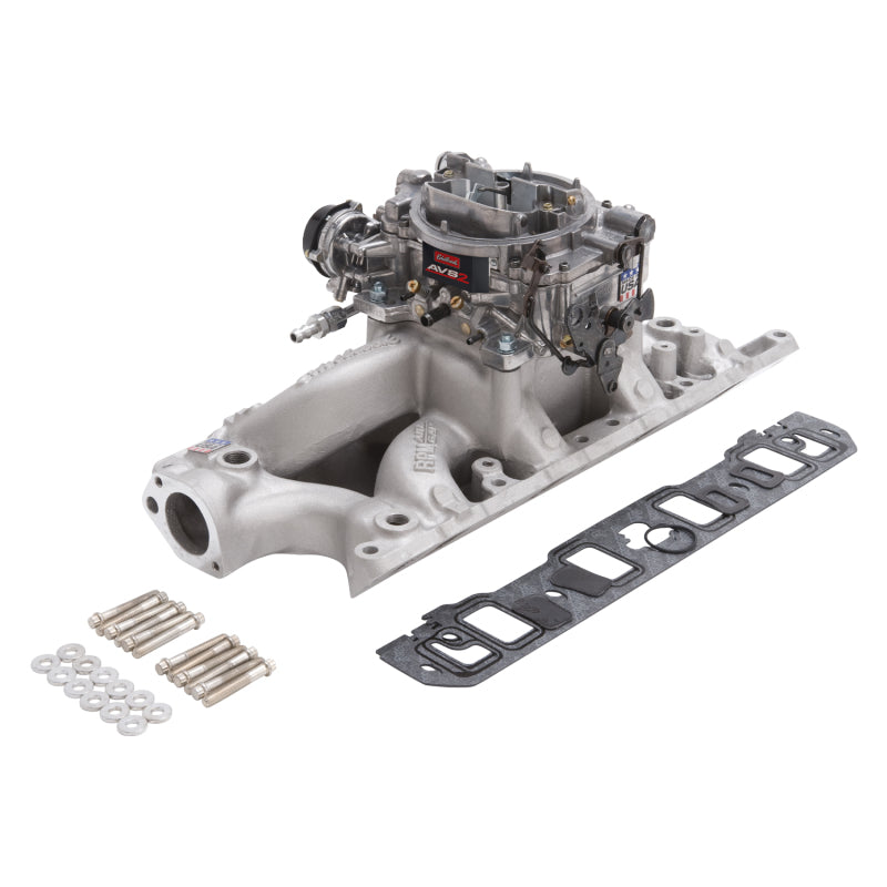 Load image into Gallery viewer, Edelbrock Manifold And Carb Kit Performer RPM Air-Gap Small Block Ford 289-302 Natural Finish