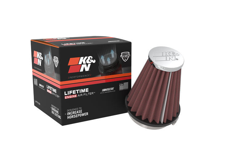 Load image into Gallery viewer, K&N Universal Chrome Filter 2.25 Inch Flange / 3.5 Inch Base / 2 Inch Top / 4 Inch Height