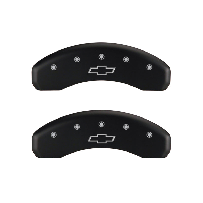 Load image into Gallery viewer, MGP 4 Caliper Covers Engraved Front & Rear Bowtie Red finish silver ch
