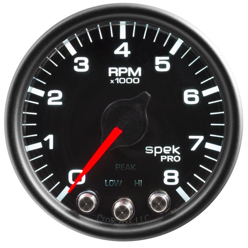 Load image into Gallery viewer, Autometer Spek-Pro Gauge Tach 2 1/16in 8K Rpm W/ Shift Light & Peak Mem Blk/Blk