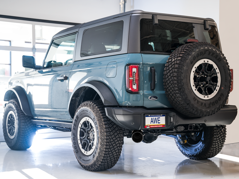 Load image into Gallery viewer, AWE Tuning 2021+ Ford Bronco 0FG Single Rear Exit Exhaust w/Diamond Black Tip & Bash Guard