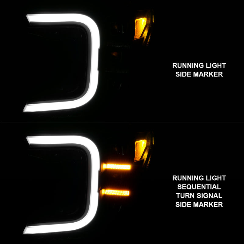 Load image into Gallery viewer, ANZO 18-20 Ford F-150 Full Led Projector Smoke Bar Style Headlights Black Amber