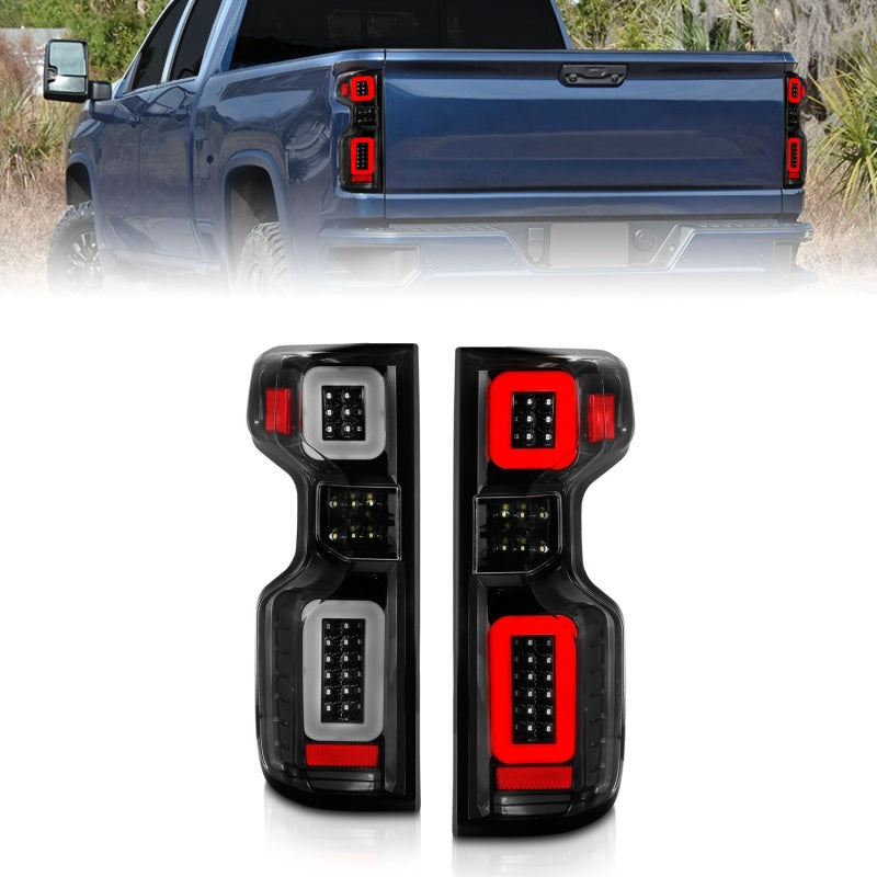 Load image into Gallery viewer, ANZO 19-21 Chevy Silverado Work Truck Full LED Taillights Blk Housing Clear Lens G2 (w/C light Bars)