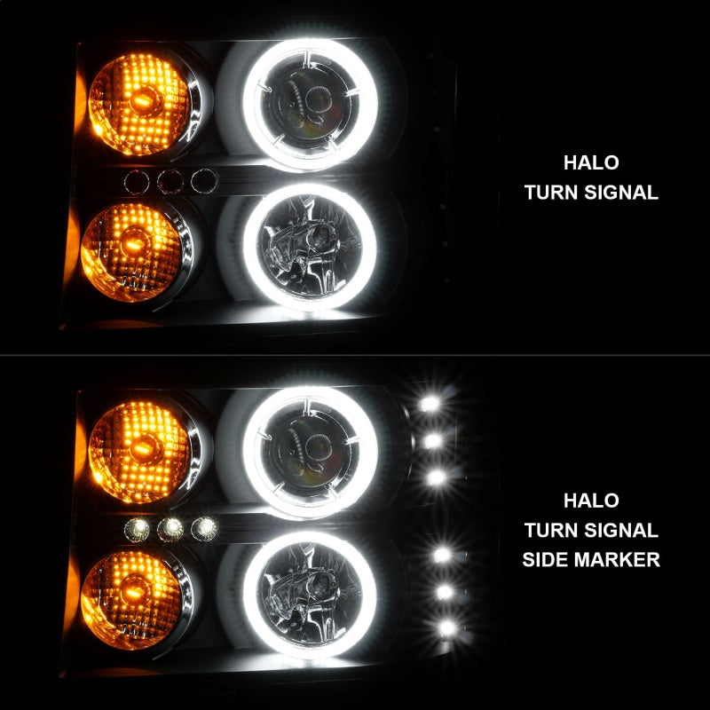 Load image into Gallery viewer, ANZO 2007-2013 GMC Sierra 1500 Projector Headlights w/ Halo Black