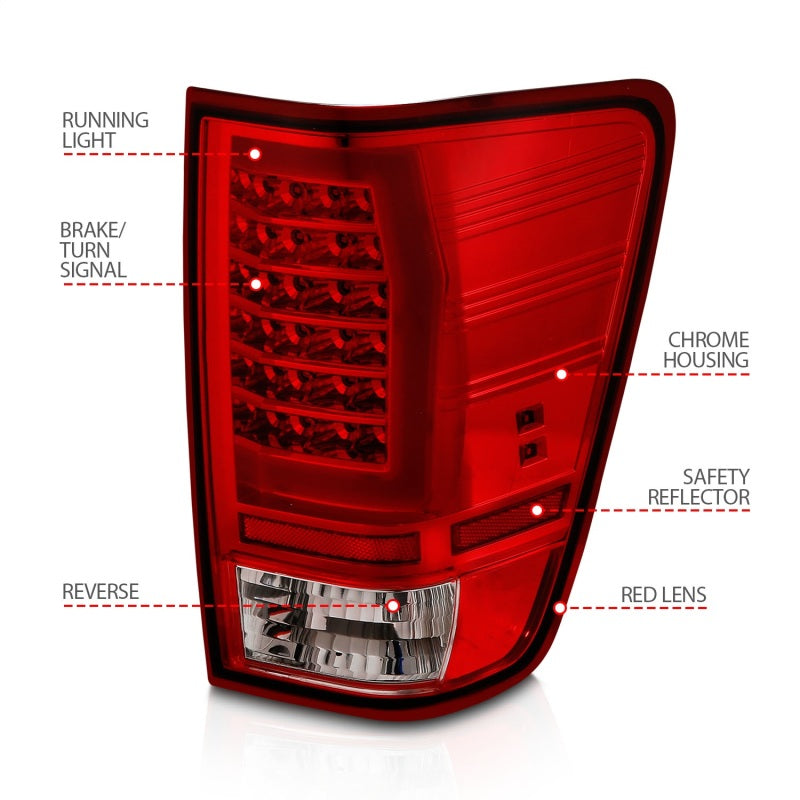 Load image into Gallery viewer, ANZO 04-15 Nissan Titan Full LED Taillights Chrome Housing Red/Clear Lens