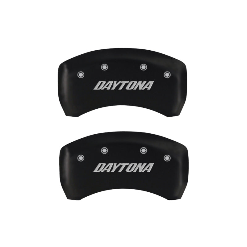 Load image into Gallery viewer, MGP 4 Caliper Covers Engraved Front & Rear Daytona Red finish silver ch