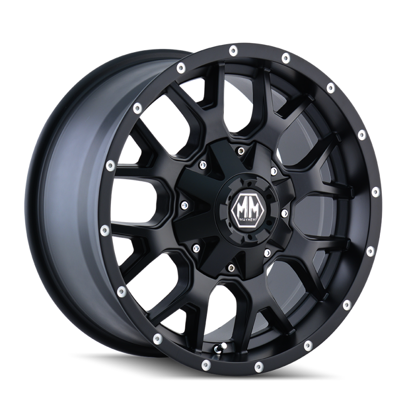 Load image into Gallery viewer, Mayhem 8015 Warrior 17x9 / 5x114.3 BP / -12mm Offset / 87mm Hub Matte Black Wheel