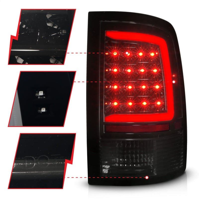 Load image into Gallery viewer, ANZO 09-18 Dodge Ram 1500 Full LED Taillights w/ Sequential Black Housing/Smoke Lens