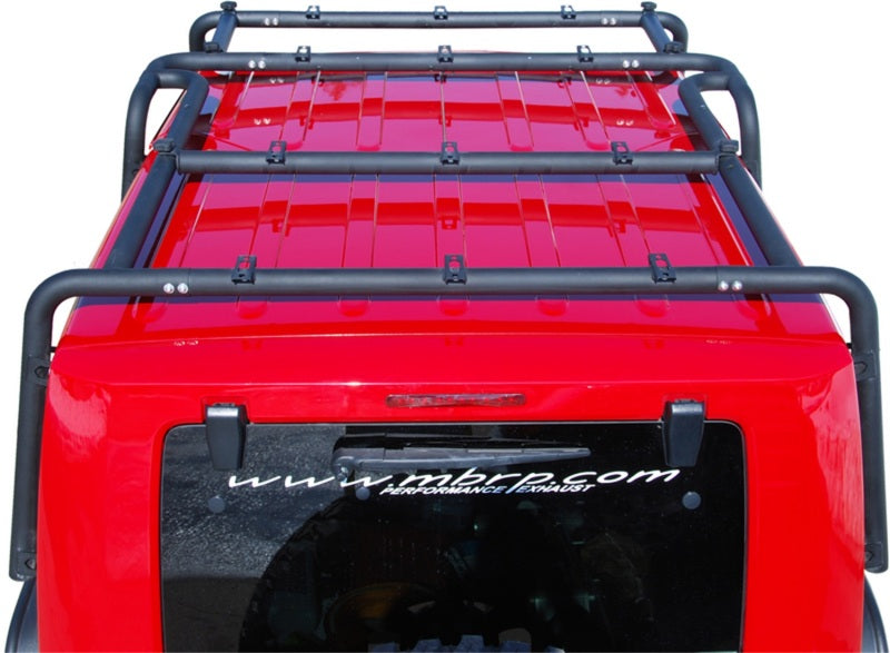 Load image into Gallery viewer, MBRP 07-10 Jeep Wrangler JK Front Roof Rack Extension (2 Door) Black Coated