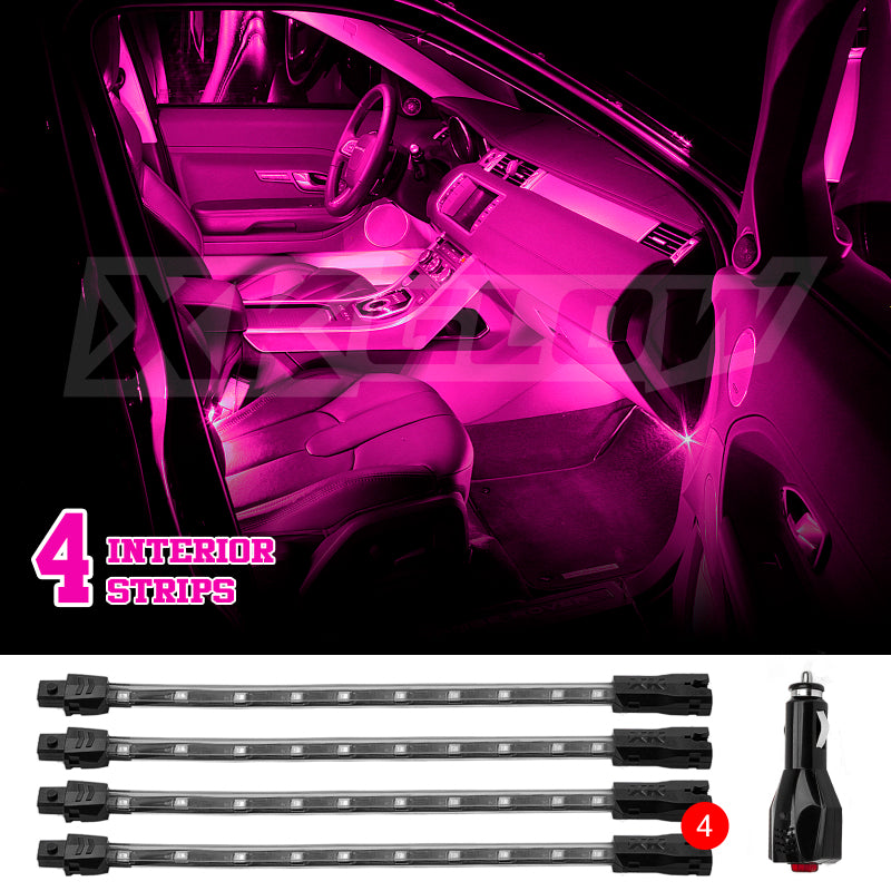 Load image into Gallery viewer, XK Glow Single Color XKGLOW UnderglowLED Accent Light Car/Truck Kit Pink - 4x8In

