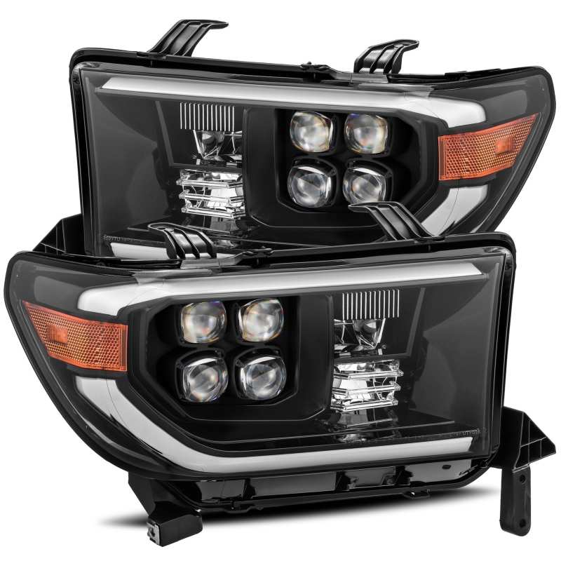 Load image into Gallery viewer, AlphaRex 07-13 Toyota Tundra (w/Lvl Adj) NOVA LED Proj Headlights Plank Alpha Blk w/Seq Signal/RDL
