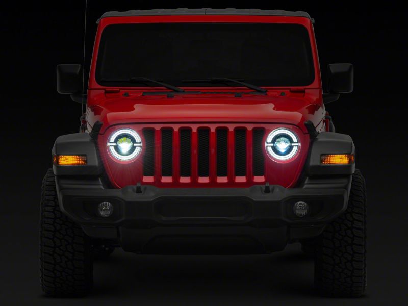 Load image into Gallery viewer, Raxiom 18-23 Jeep Wrangler JL Axial Series 9-In LED Angel Eye Headlights- Blk Housing (Clear Lens)
