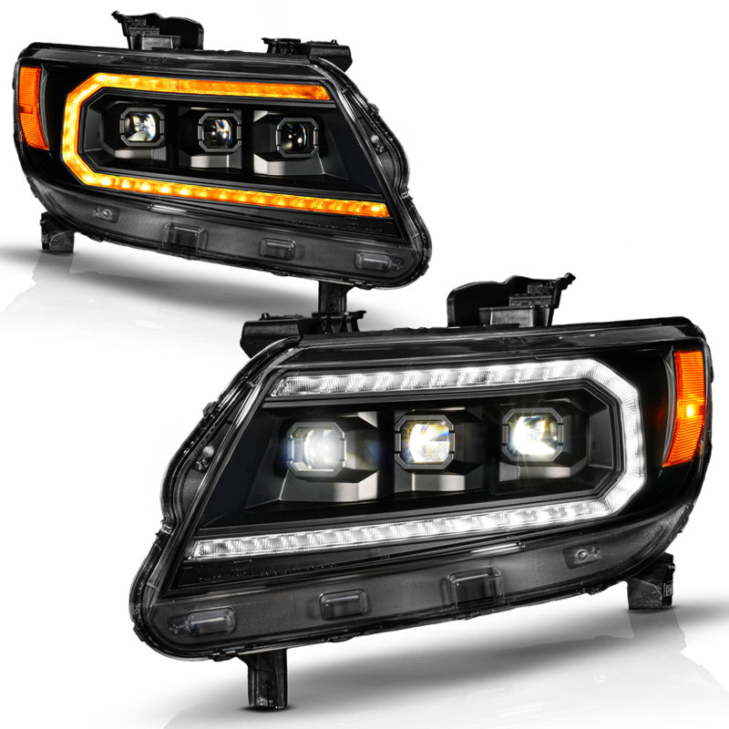 Load image into Gallery viewer, ANZO 15-22 Chevy Colorado Blk Housing Full LED DRL Projector Headlight w/ Sequential Light Bar
