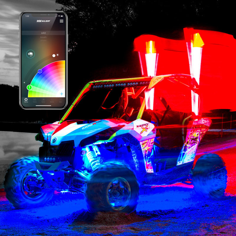 Load image into Gallery viewer, XK Glow XKchrome Advanced App Control LED Whip Light Kit for 4x4 Offroad UTV ATV 1x 48In 2nd Gen
