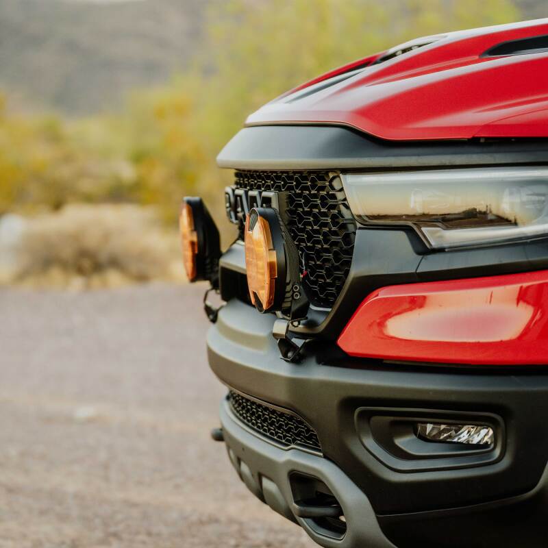 Load image into Gallery viewer, KC HiLiTES 2019+ RAM 1500 Rebel/TRX Grill Mount Light Brackets for Two Lights
