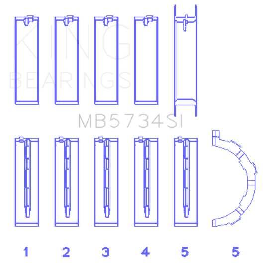 King Engine Bearings Ford 302 Cid Coyote (Size +0.5mm) Main Bearing Set