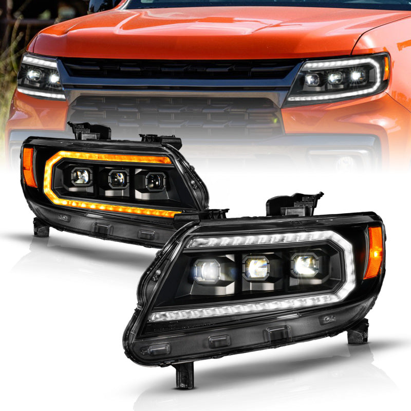 Load image into Gallery viewer, ANZO 15-22 Chevy Colorado Blk Housing Full LED DRL Projector Headlight w/ Sequential Light Bar
