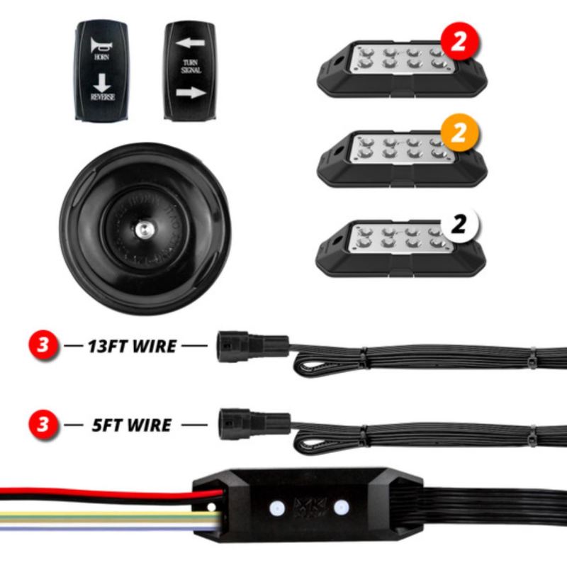 Load image into Gallery viewer, XK Glow ATV UTV Standard DOT Street Legal Conversion Signal/Horn Kit - 2 White 2 Red 2 Amber Pods
