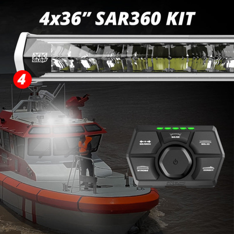 Load image into Gallery viewer, XK Glow SAR360 Light Bar Kit Emergency Search and Rescue Light System White (4) 36In
