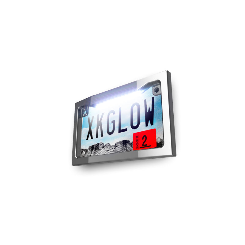 Load image into Gallery viewer, XK Glow Motorcycle License Plate Frame Light w/ White LED - Chrome
