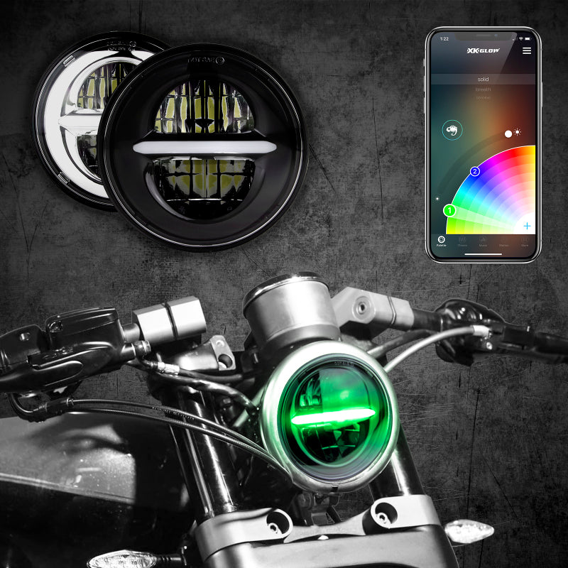 Load image into Gallery viewer, XK Glow Black Bezel 5.75in XKchrome LED headlight
