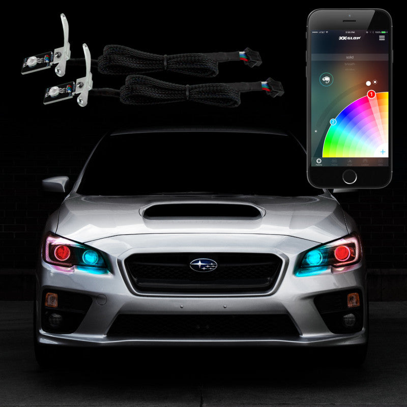 Load image into Gallery viewer, XK Glow 2xRGB Demon Eye Million Color XKGLOW Smartphone App Controlled Kit
