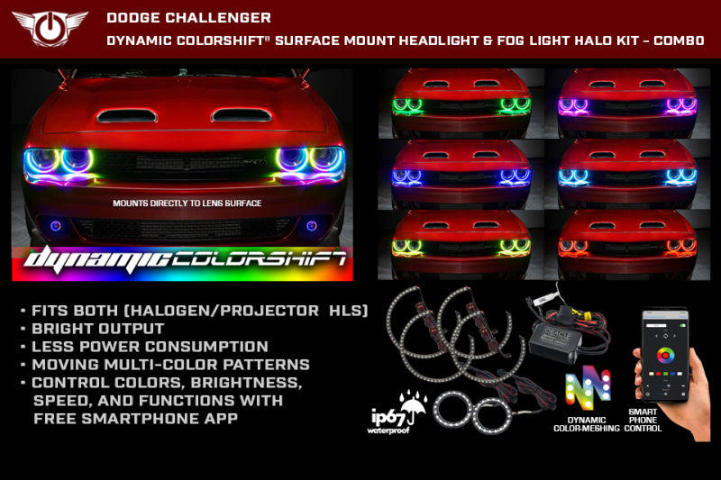 Load image into Gallery viewer, Oracle 15-23 Dodge Challenger Dynamic Surface Mount Headlight Halo Kit -
